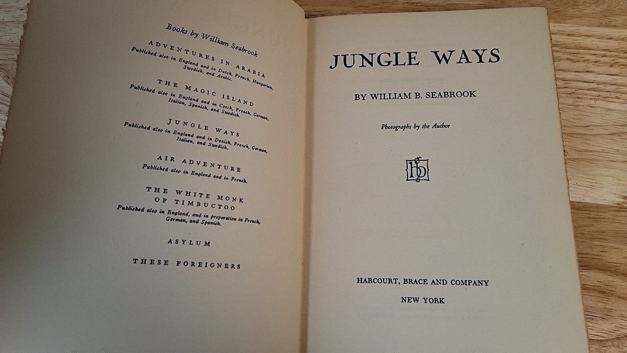 Jungle Ways by Seabrook 1931
