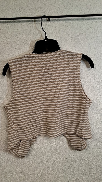 Haute Collections Vest Medium Beige and White