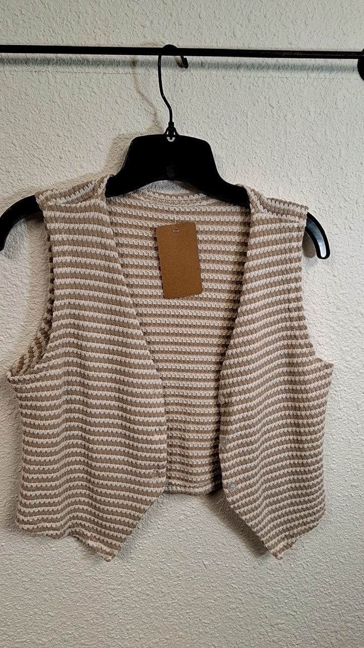Haute Collections Vest Medium Beige and White
