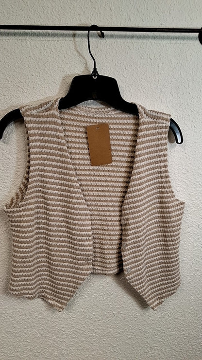 Haute Collections Vest Medium Beige and White