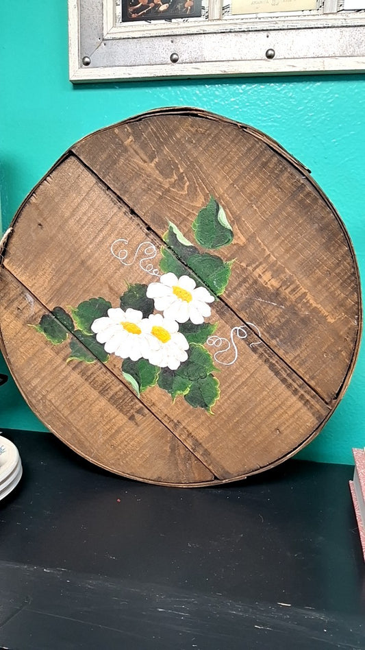 Vintage Round Handpainted Cheese Box