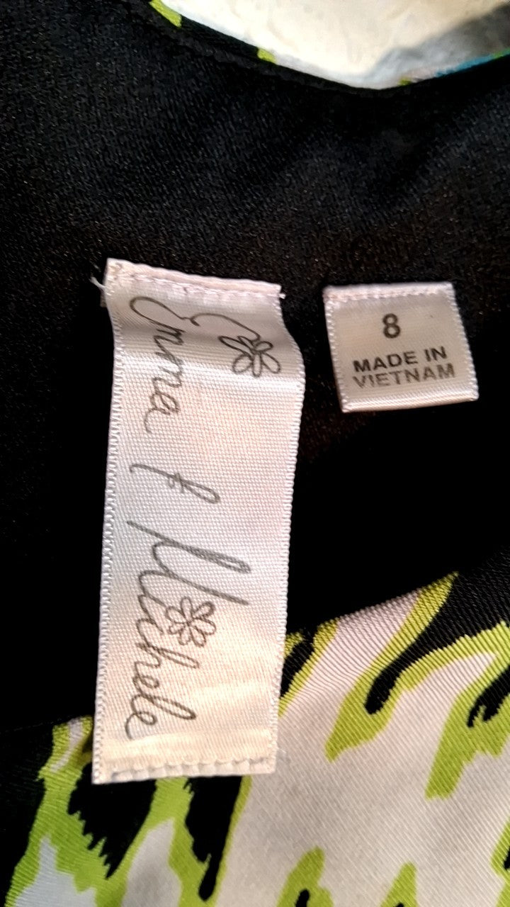 Emma & Michele Dress 8 Multicolor (Cream, Black, Green, Blue)