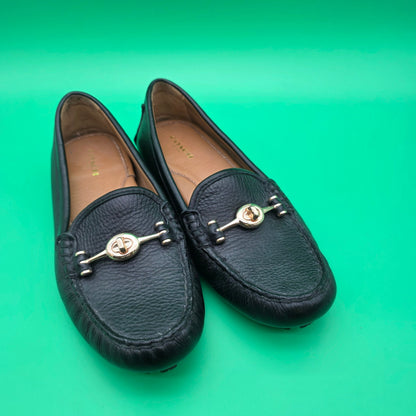 Coach Arlene Turnlock Driving Shoes Black Pebbled Leather Loafers Size 6.5