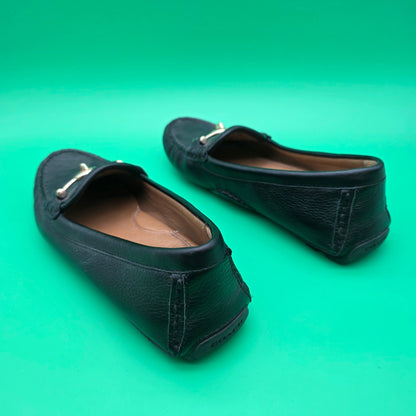 Coach Arlene Turnlock Driving Shoes Black Pebbled Leather Loafers Size 6.5