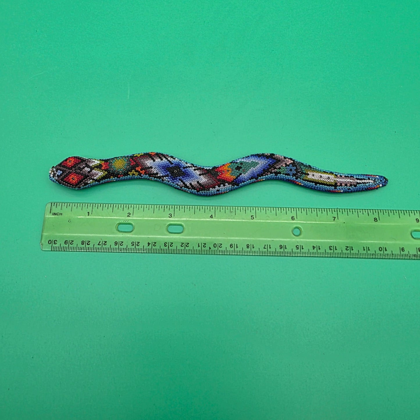 Huichol beaded snake sculpture