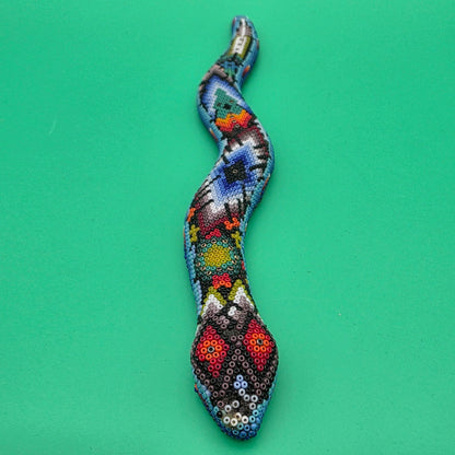 Huichol beaded snake sculpture