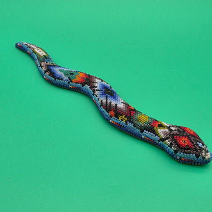 Huichol beaded snake sculpture