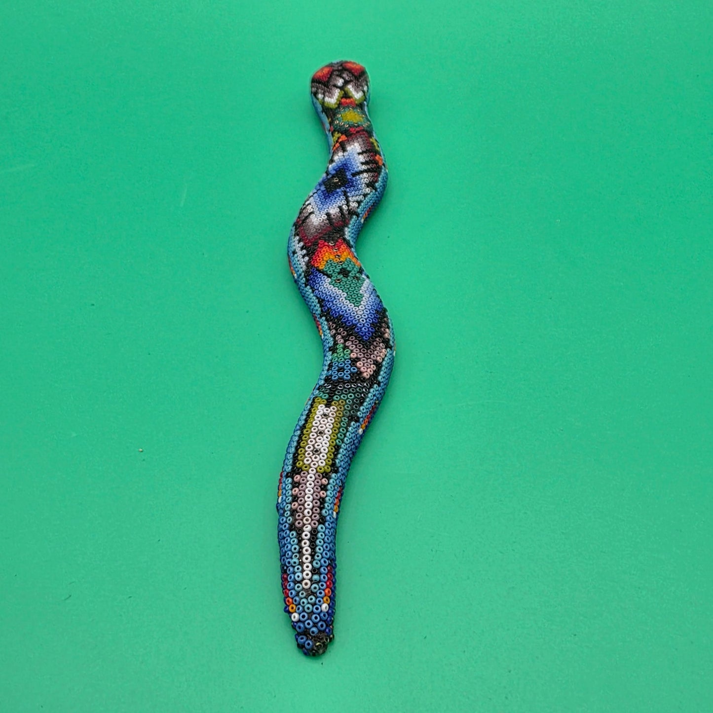 Huichol beaded snake sculpture