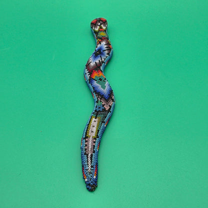 Huichol beaded snake sculpture