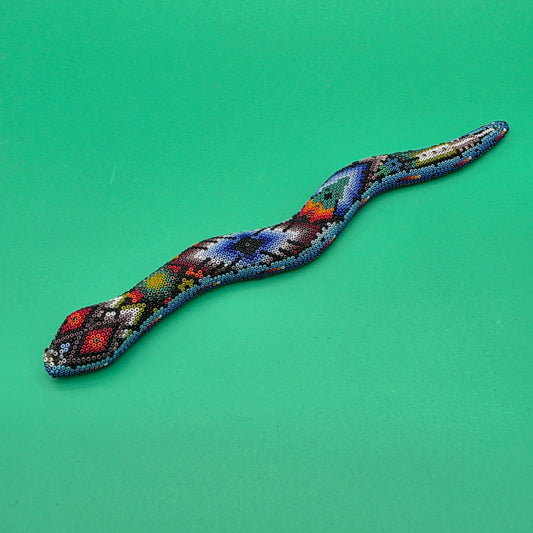Huichol beaded snake sculpture