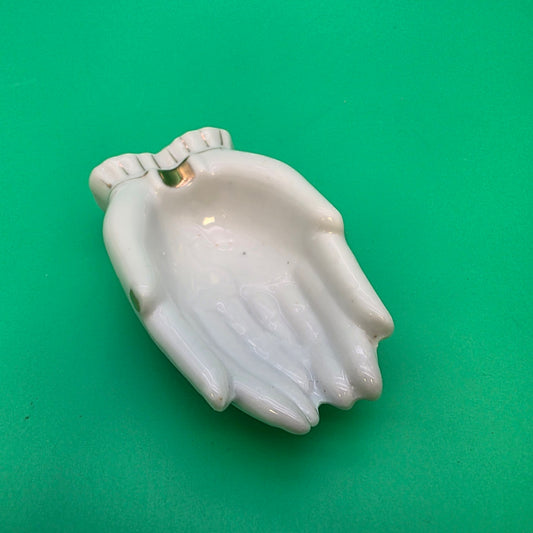 Vintage Victorian hands porcelain white ashtray dish made in Japan