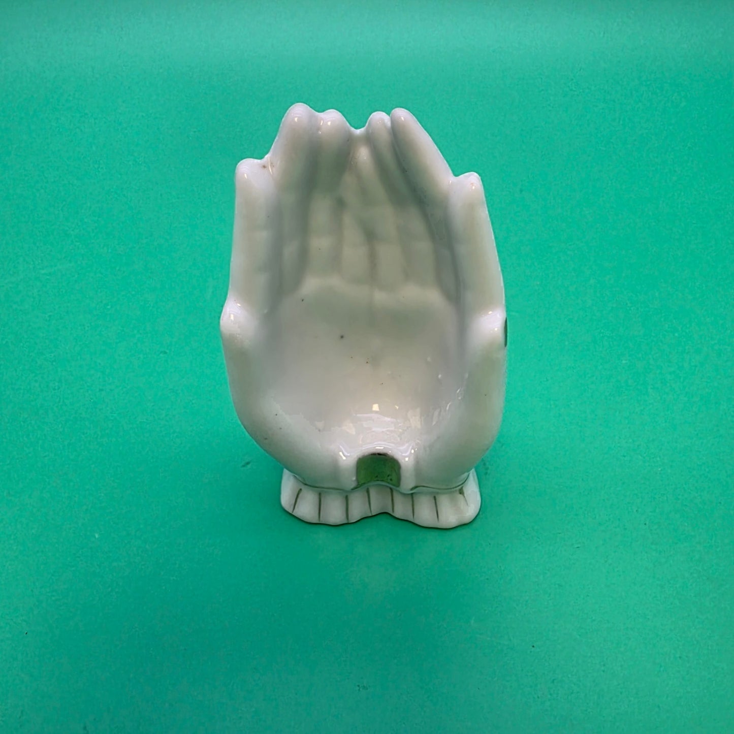Vintage Victorian hands porcelain white ashtray dish made in Japan