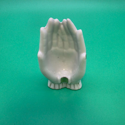 Vintage Victorian hands porcelain white ashtray dish made in Japan