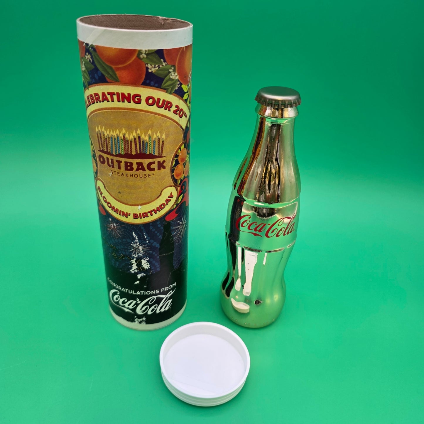 Commemorative Coca-Cola bottle celebrating the 20th anniversary Outback Steakhouse