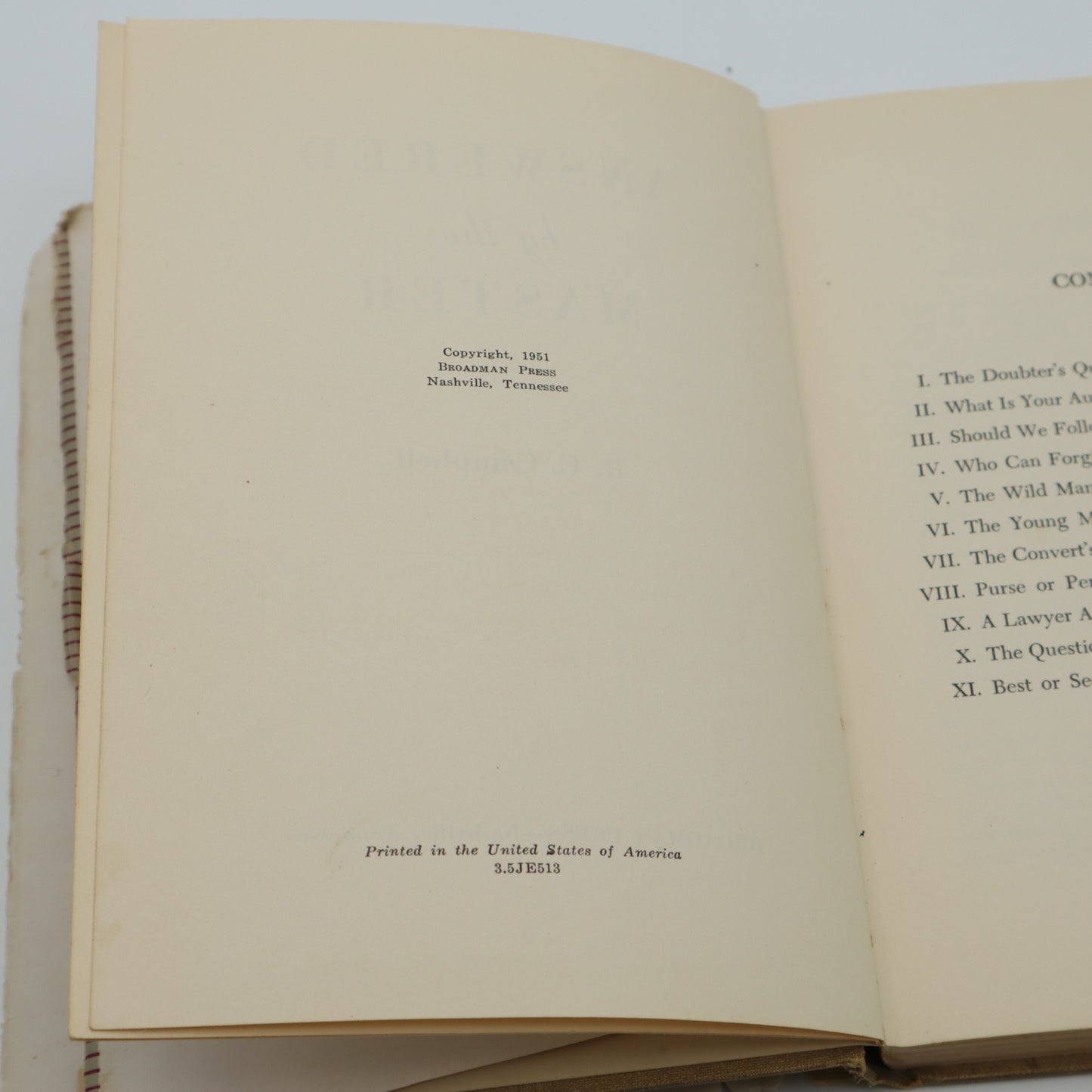 Answered by The Master by R.C. Campbell HBDJ 1951