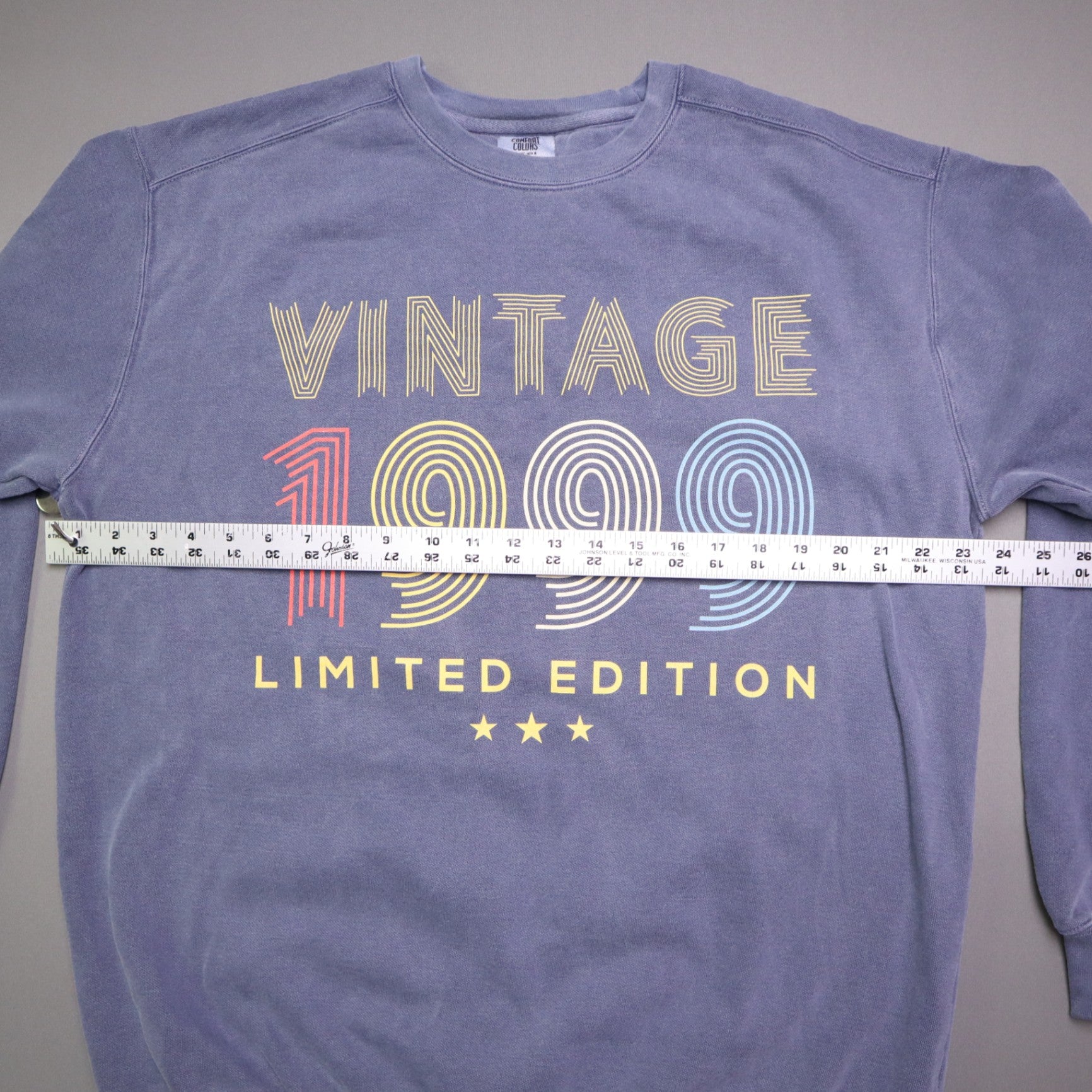 Vintage 1999 Limited Edition Crewneck Sweatshirt Sun Faded Blue Purple Large Retro Birthday