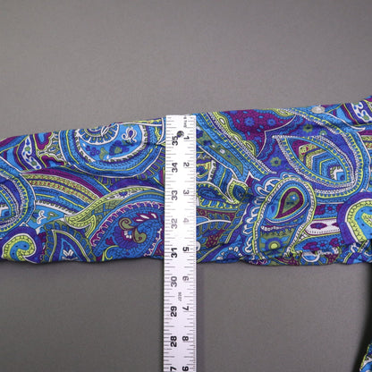 Jones New York Signature Women's Paisley Long Sleeve Button Up Shirt Blue Purple