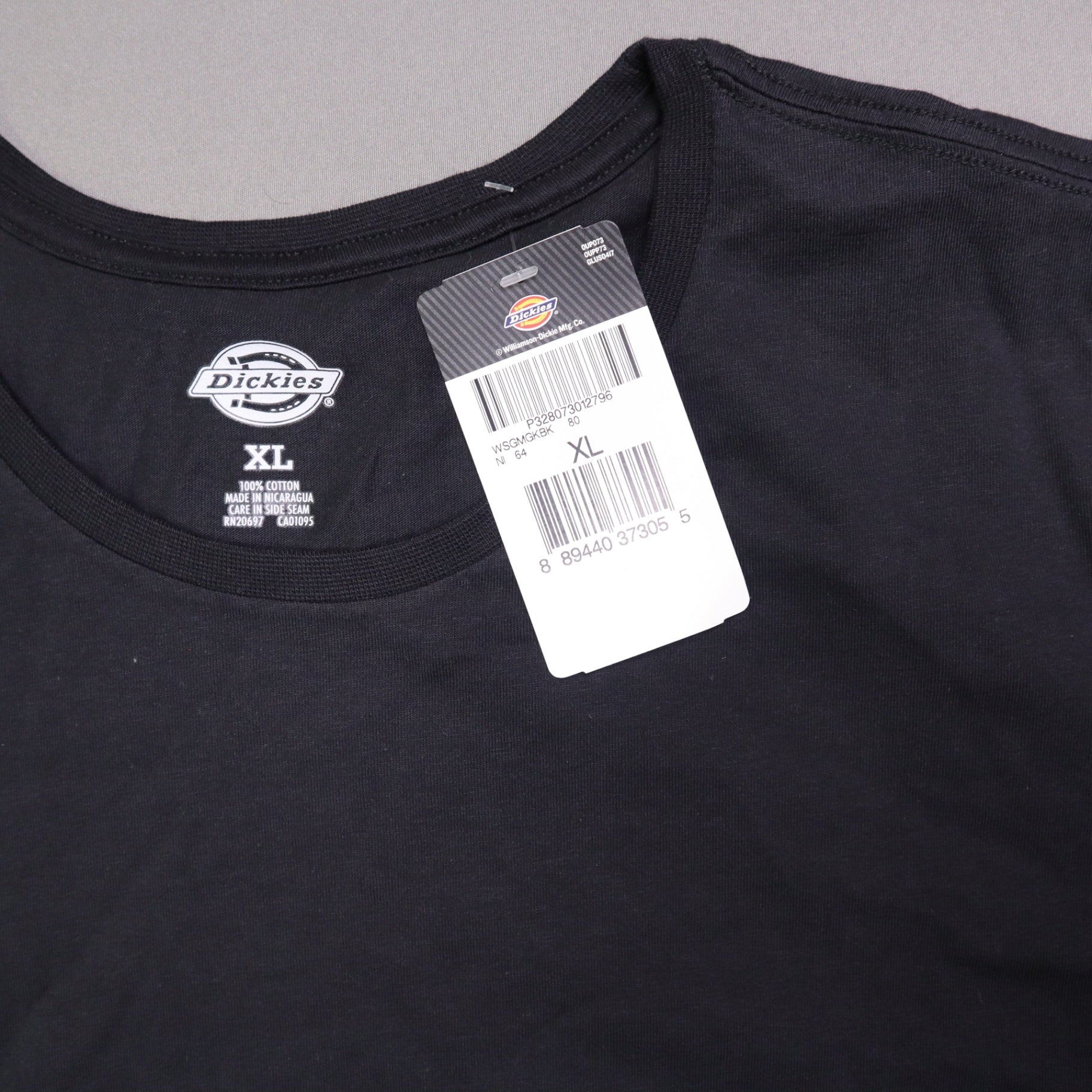 NWT Dickies Mens Crewneck T-Shirt Black Solid Short Sleeve Size XL Casual