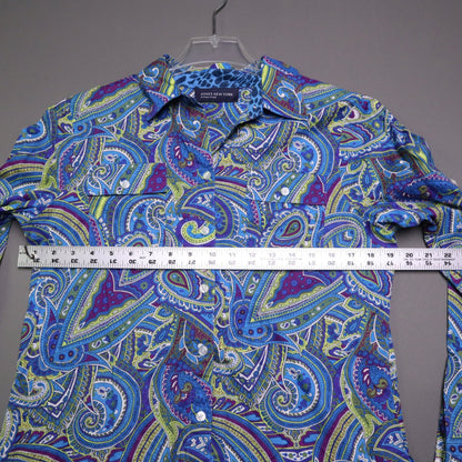 Jones New York Signature Women's Paisley Long Sleeve Button Up Shirt Blue Purple