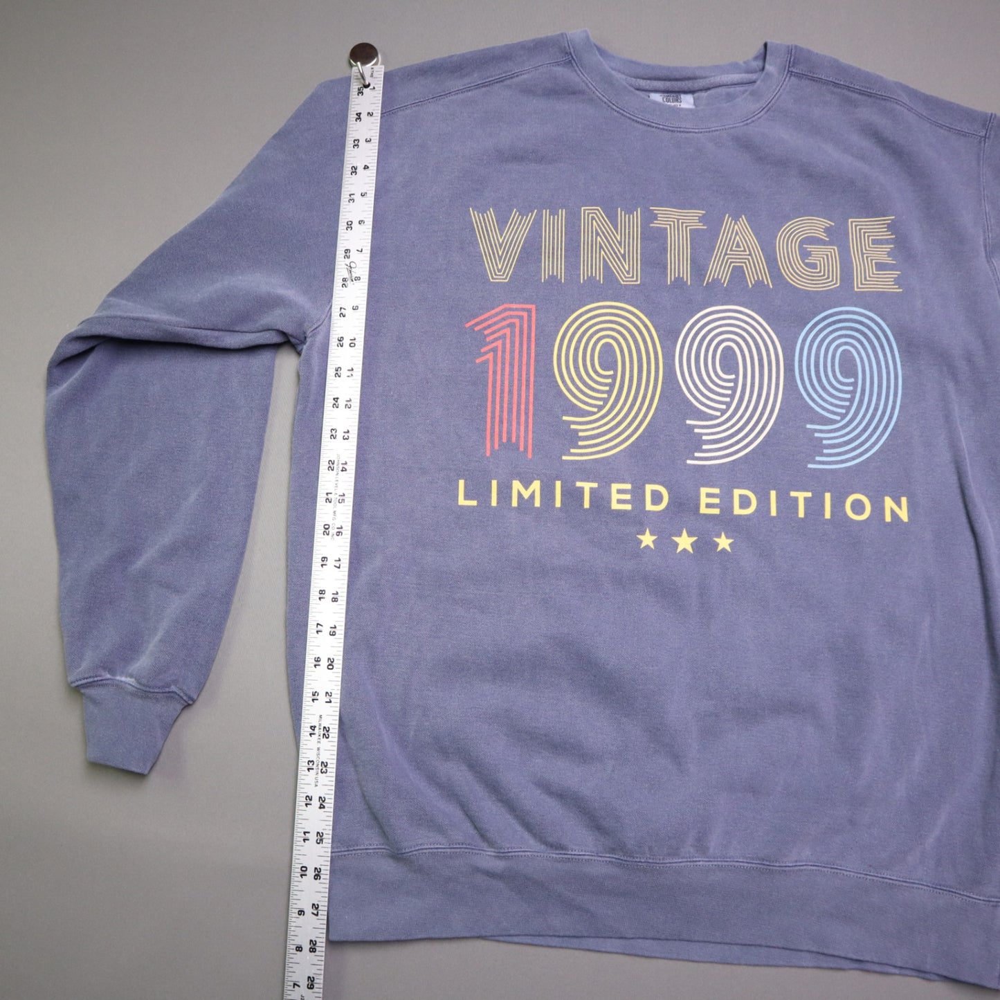 Vintage 1999 Limited Edition Crewneck Sweatshirt Sun Faded Blue Purple Large Retro Birthday