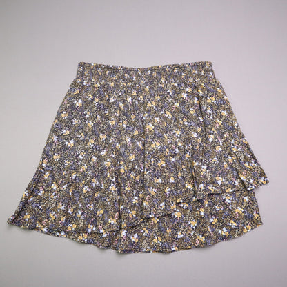 O'Neill Floral Smocked Waist Tiered Mini Skirt Womens Size Medium Boho Ruffle