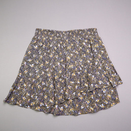 O'Neill Floral Smocked Waist Tiered Mini Skirt Womens Size Medium Boho Ruffle