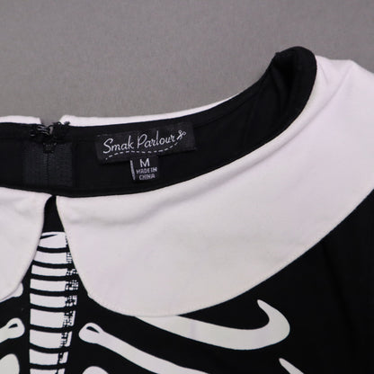 Smak Smak Parlour skeleton mod dress features a white Peter Pan collar and matching white pockets Online Only M