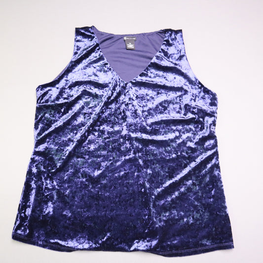 New Directions Purple Crushed Velvet Sleeveless Tank Top Size XL V Neck Lined