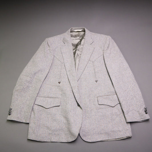 Vintage H Bar C California Ranchwear Western Tweed Blazer Jacket Grey 46R USA