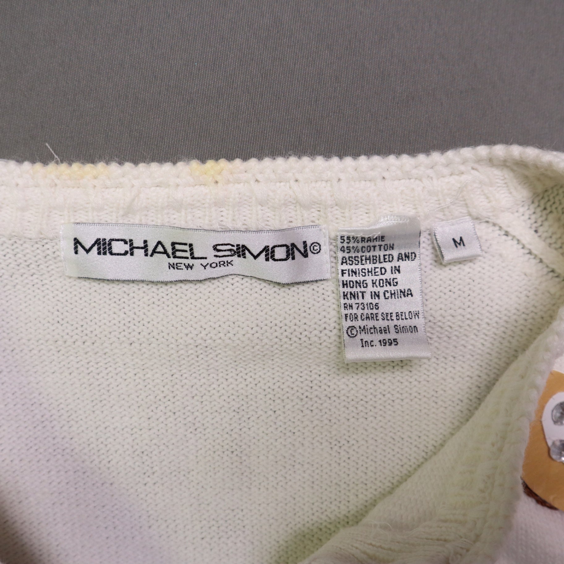 Vintage Michael Simon Sweater Women’s Small Telephone Applique Beaded Knit