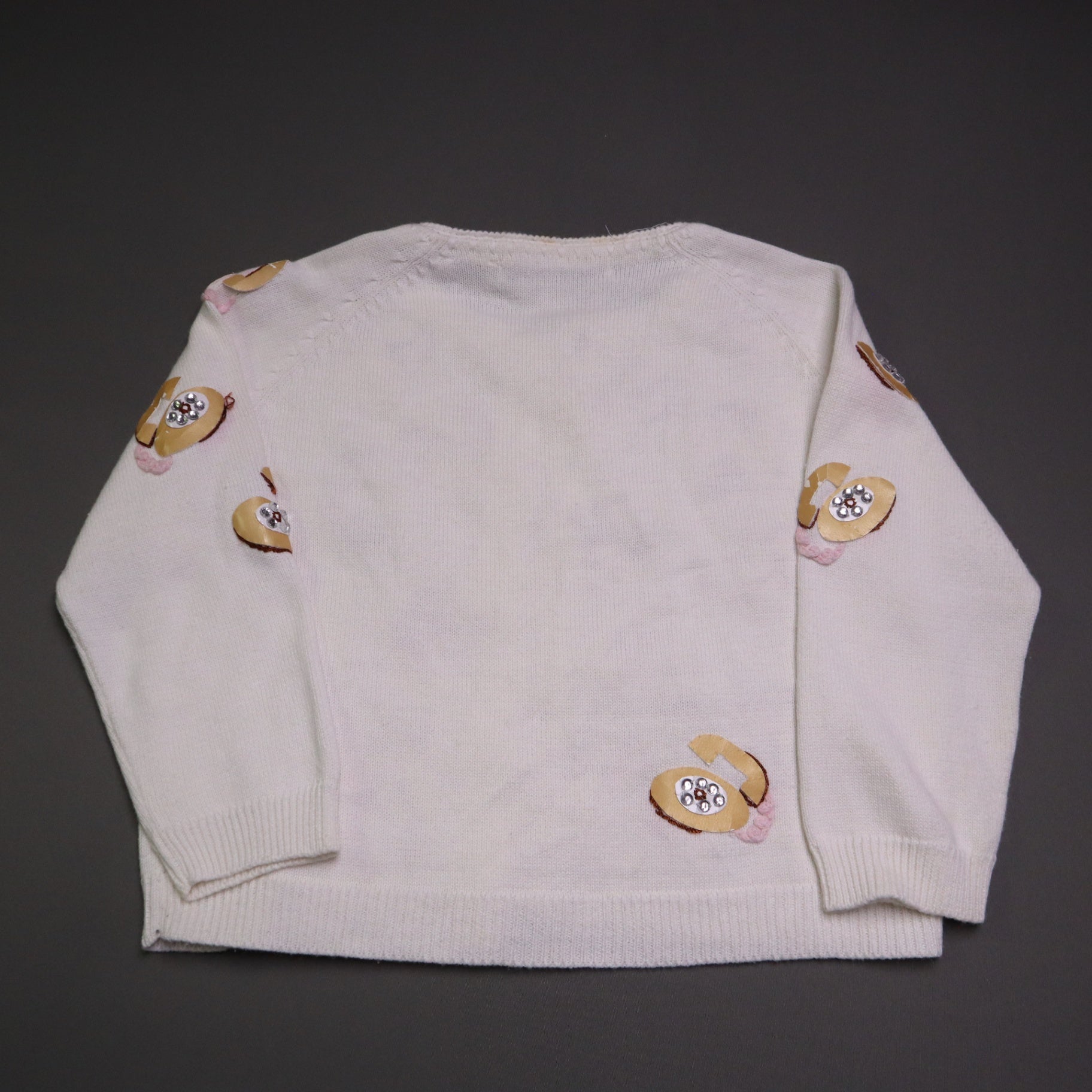 Vintage Michael Simon Sweater Women’s Small Telephone Applique Beaded Knit