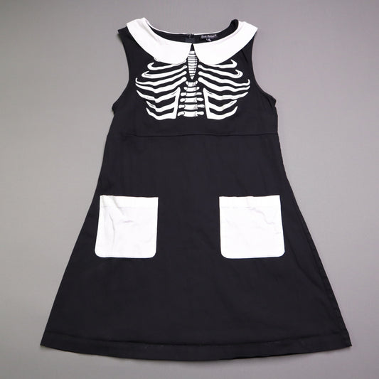 Smak Parlour Skeleton Rib Cage Dress Peter Pan Collar Black White Sz M Halloween