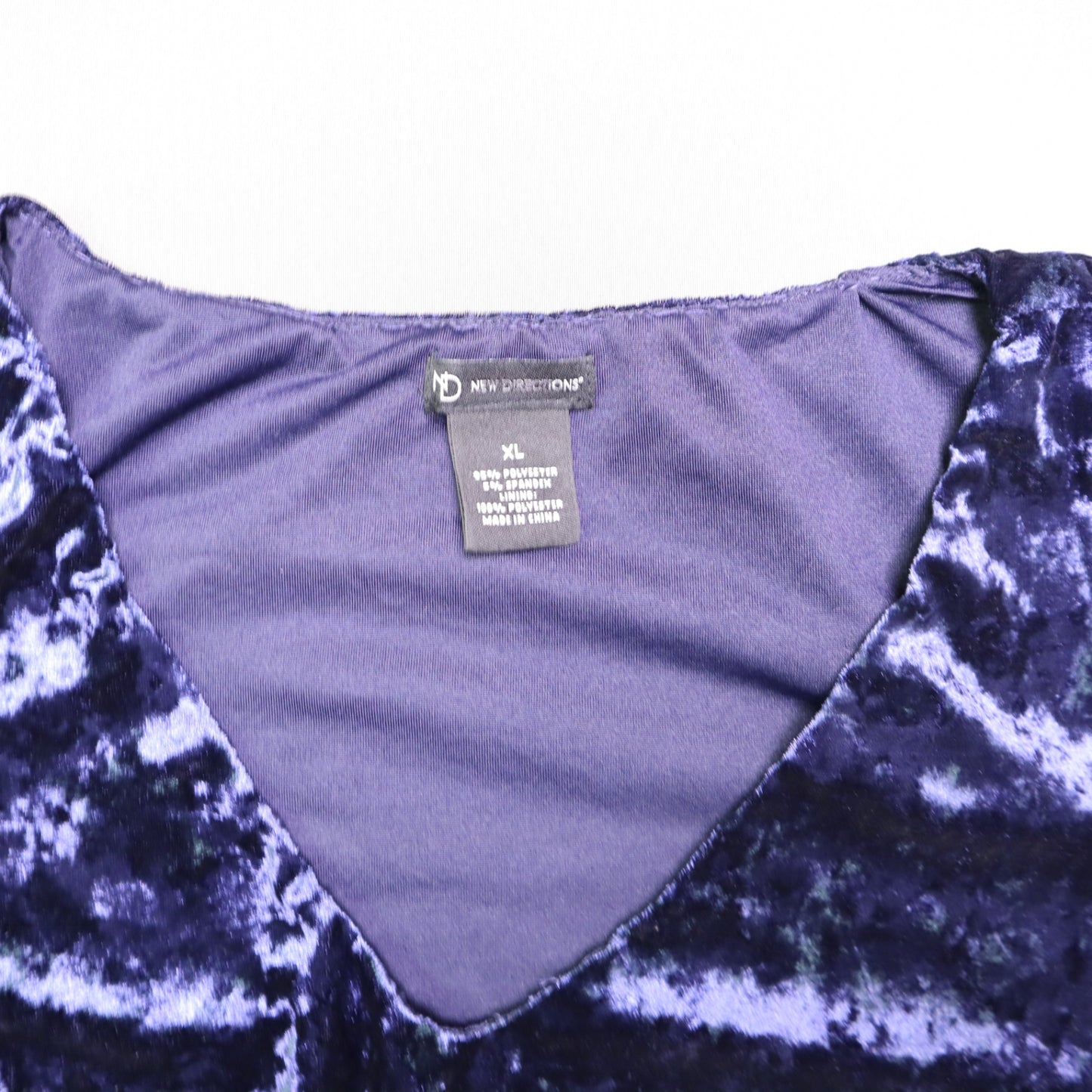 New Directions Women's XL Top Crushed Velveteen purple