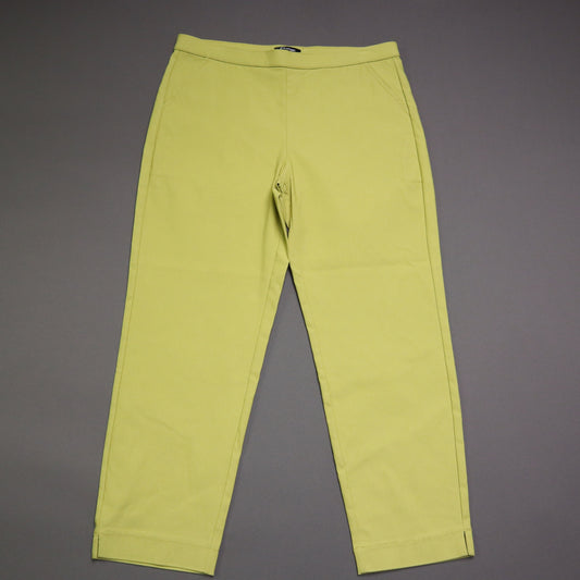 NWT Orange Fashion Village Wasabi Green Pull On Pants Size L Ankle Crop Stretch