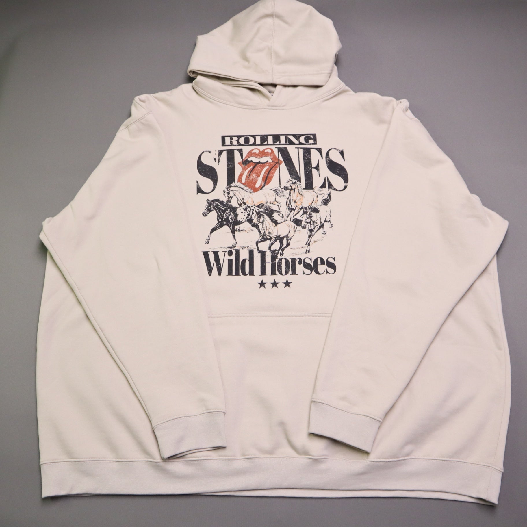The Rolling Stones Wild Horses Beige Hoodie Sweatshirt 5XL Oversized Beige Cream
