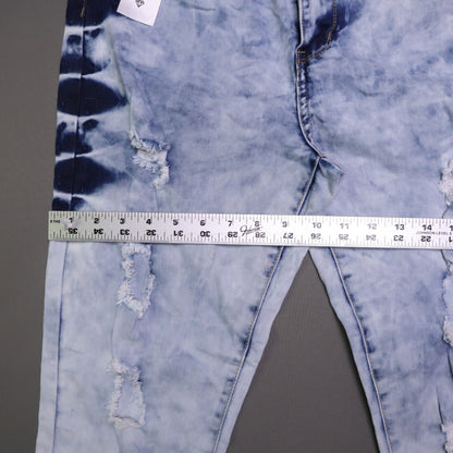 VIP Jeans Women High Rise Distressed Acid Wash Side Tie Dye Skinny Jeans 15/32 NWT