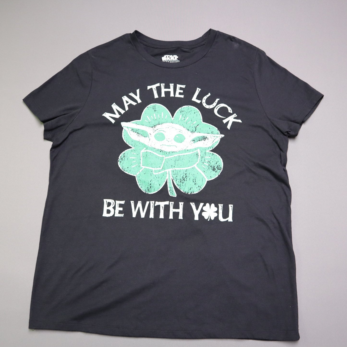 Star Wars Mens XL Grogu St Patricks Day Shirt May The Luck Be With You Shamrock