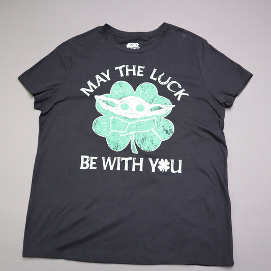 Star Wars Mens XL Grogu St Patricks Day Shirt May The Luck Be With You Shamrock
