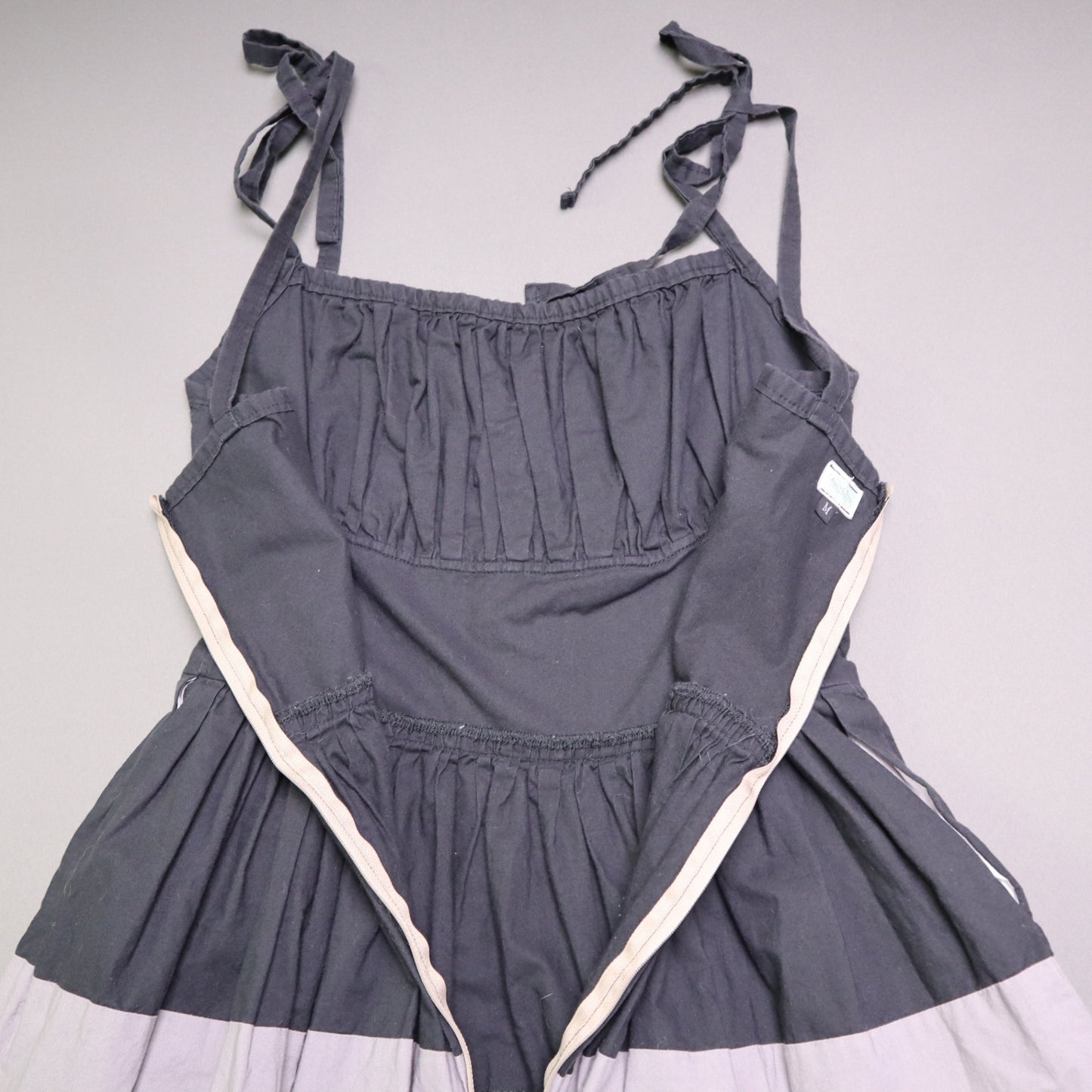 Ains Elke Stylehaus Midi Dress M Colorblock Tiered A-Line Tie Strap Sundress Purple