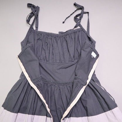 Ains Elke Stylehaus Midi Dress M Colorblock Tiered A-Line Tie Strap Sundress Purple