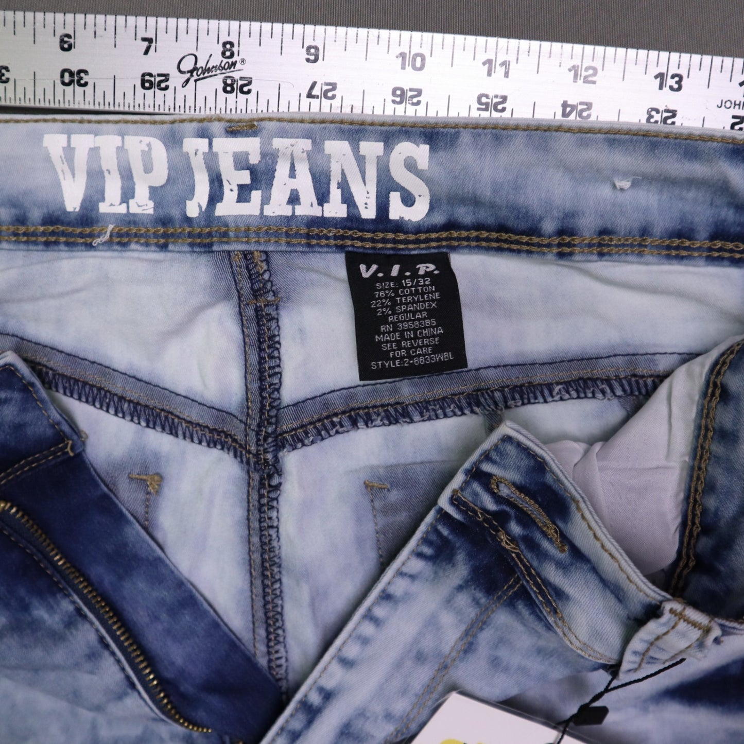 VIP Jeans Women High Rise Distressed Acid Wash Side Tie Dye Skinny Jeans 15/32 NWT