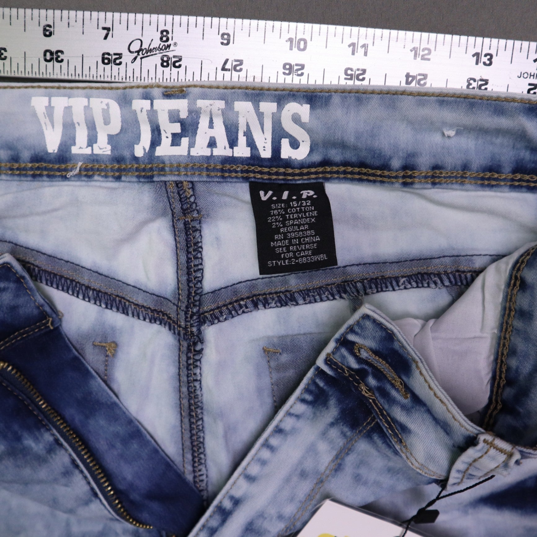 VIP Jeans Women High Rise Distressed Acid Wash Side Tie Dye Skinny Jeans 15/32 NWT
