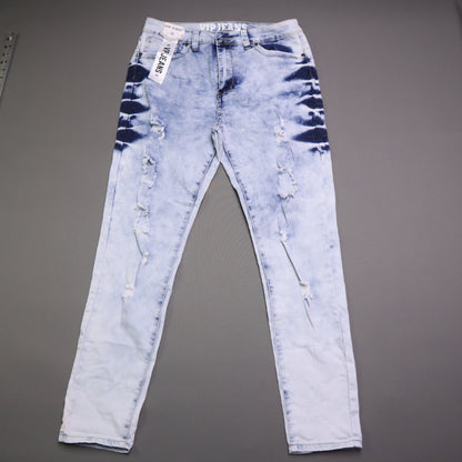 VIP Jeans Women High Rise Distressed Acid Wash Side Tie Dye Skinny Jeans 15/32 NWT