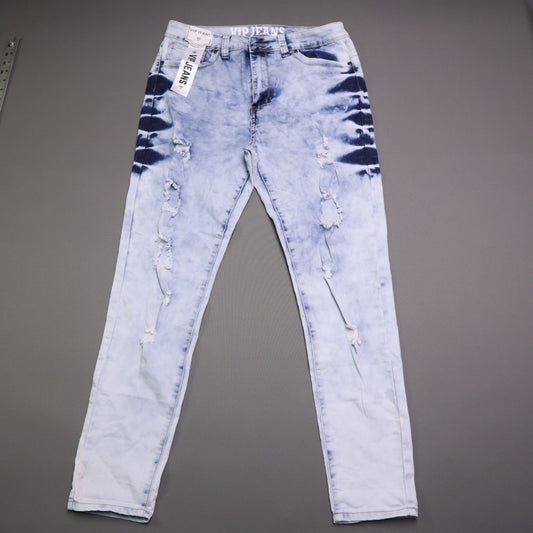 VIP Jeans Women High Rise Distressed Acid Wash Side Tie Dye Skinny Jeans 15/32 NWT