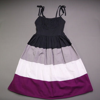 Ains Elke Stylehaus Midi Dress M Colorblock Tiered A-Line Tie Strap Sundress Purple