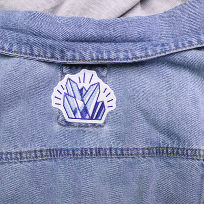 New Look Mens Hooded Denim Jacket Size L Light Wash Soho NRV Patch Sweatshirt Sleeve