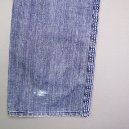 ANIKI Raw & Elegant Mens Jeans Sz 38 Heavy Stitch Distressed Straight Blue