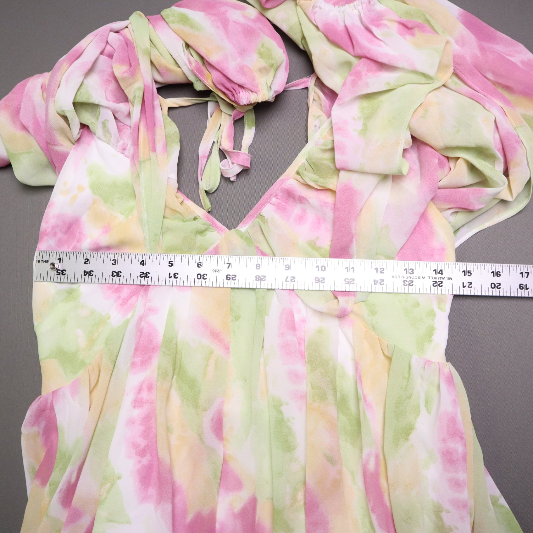 Before You Collection Watercolor Tie Dye Mini Dress Small Pink Yellow Green NWT