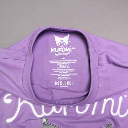 Sanrio Kuromi BoxLunch Top Small Purple Embroidered Heart Sheer Mesh Sleeve Shirt