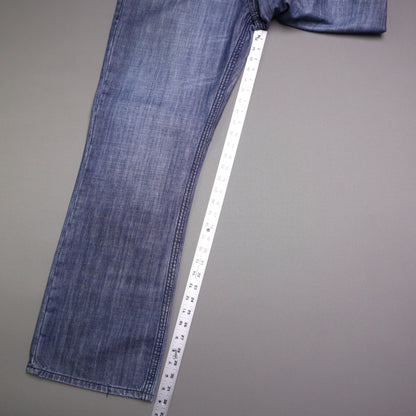 ANIKI Raw & Elegant Mens Jeans Sz 38 Heavy Stitch Distressed Straight Blue